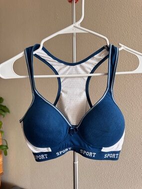 Sporto Navy Blue Padded Racerback Sports Bra